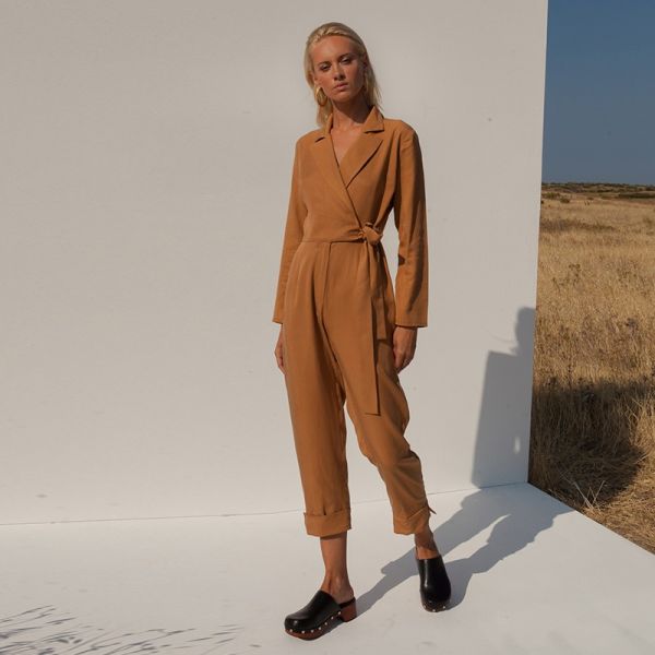 MALLORY THE LABEL MOONLIGHT CAMEL JUMPSUIT