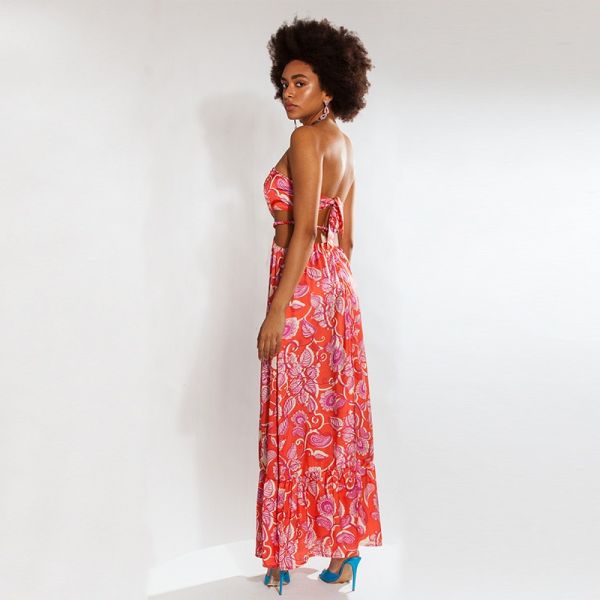 MALLORY THE LABEL CLEO ORANGE FLORAL DRESS