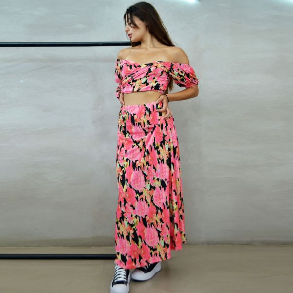 ILLUSION RT LONG SKIRT PSYCHEDELIC FLOWER  
