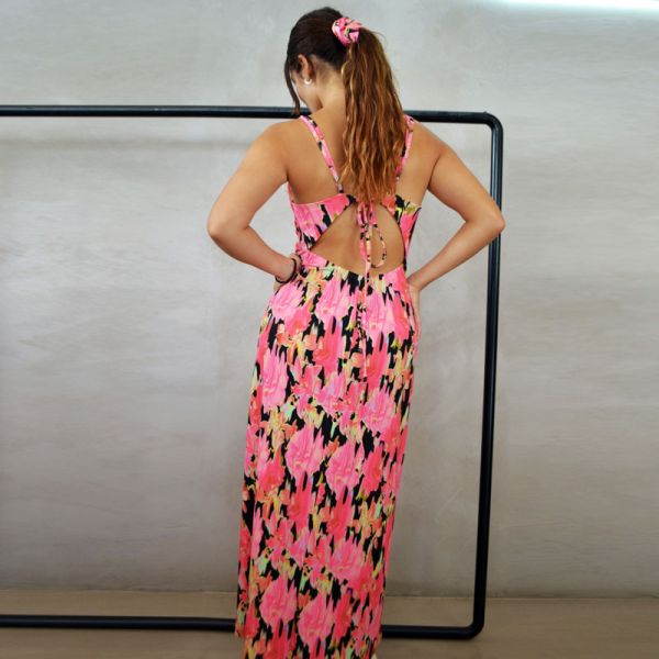 ILLUSION RT LONG DRESS PSYCHEDELIC FLOWER 