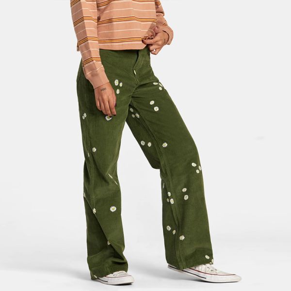 RVCA W COCO EMBROIDERED PANT LEAF 