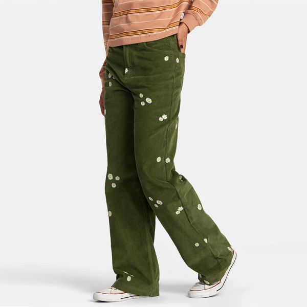 RVCA W COCO EMBROIDERED PANT LEAF 