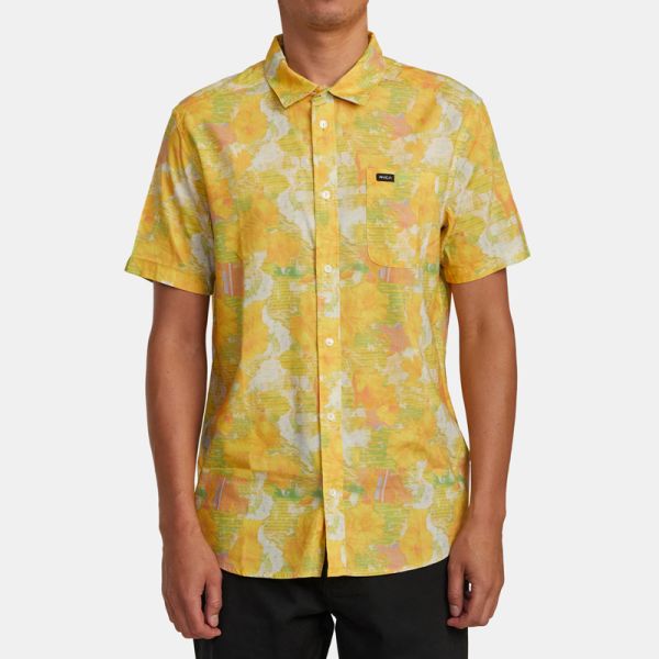 RVCA SUSSINGHAM SHORT SLEEVE SHIRT SPECTRAL YELLOW