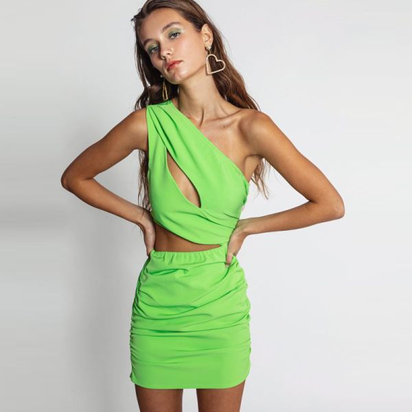 BE A BEE COUTURE AMAYA DRESS LIME ΦΟΡΕΜΑ ΛΑΙΜ