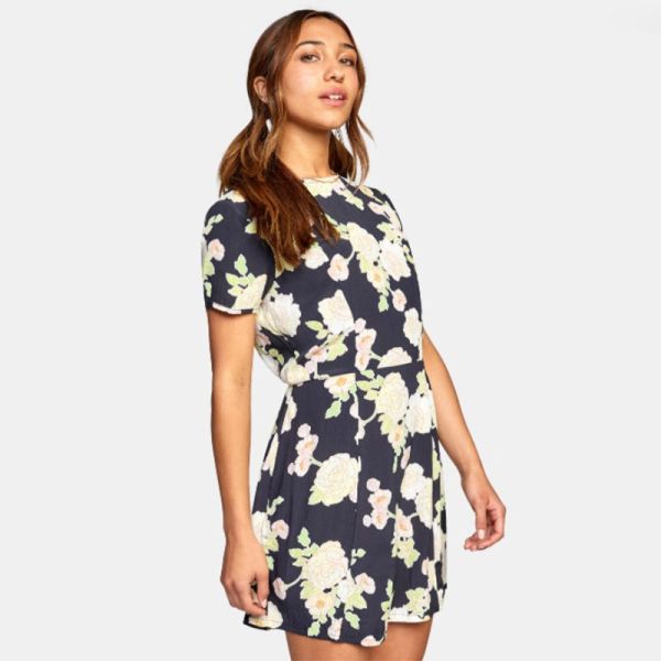 RVCA CAMILLE ROWE LIDO DRESS BLACK FLORAL