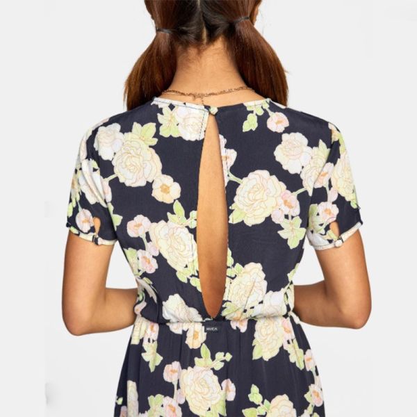 RVCA CAMILLE ROWE LIDO DRESS BLACK FLORAL