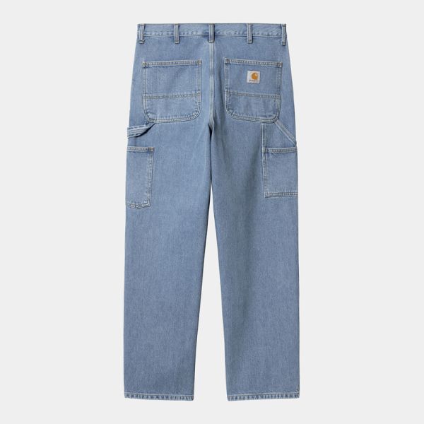 CARHARTT WIP DOUBLE KNEE PANT BLUE (STONE BLEACHED) (L32)