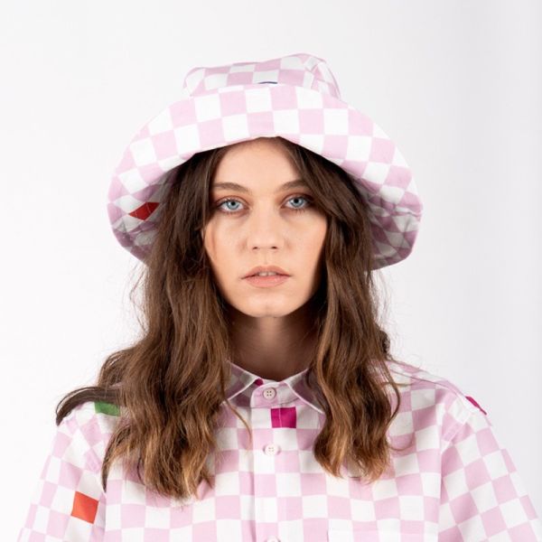 DAYDREAMERS PINK CHECKERBOARD BUCKET HAT ΡΟΖ ΣΚΑΚΙΕΡΑ