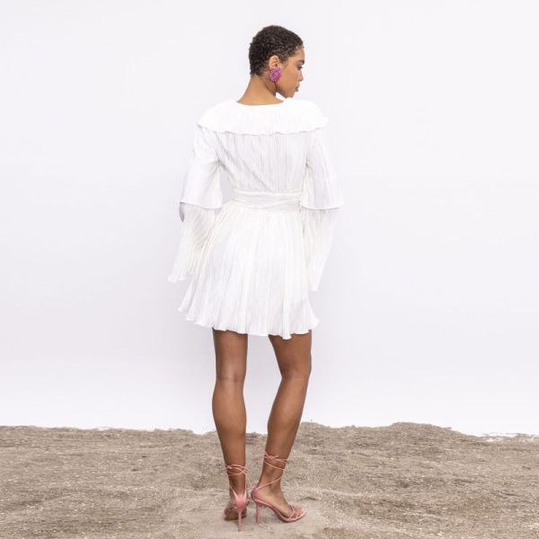 BE A BEE COUTURE DIONNE PLEATED DRESS ΦΟΡΕΜΑ ΛΕΥΚΟ