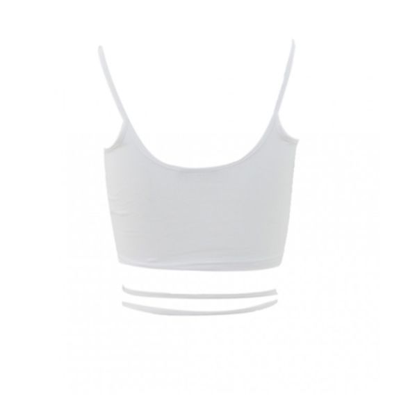 KARL KANI WOMAN SMALL SIGNATURE CROP LACED TOP WHITE