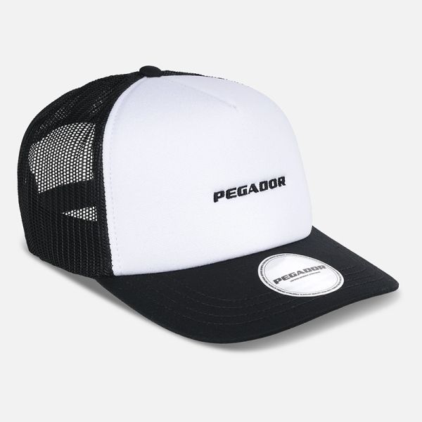 PEGADOR LOGO BASEBALL TRUCKER CAP WHITE BLACK 
