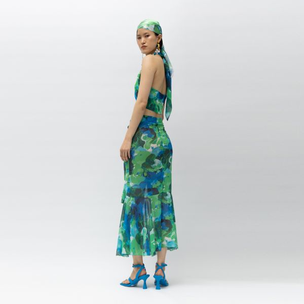 MALLORY THE LABEL SYMI BLUE FLORAL SKIRT