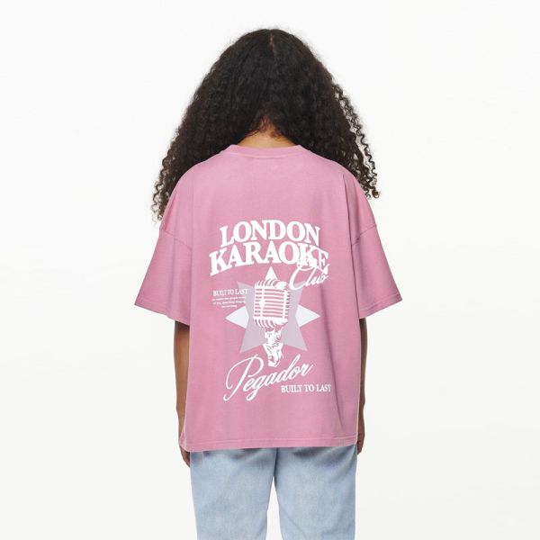 PEGADOR SAVILE HEAVY OVERSIZED TEE VINTAGE WASHED RUST PINK 