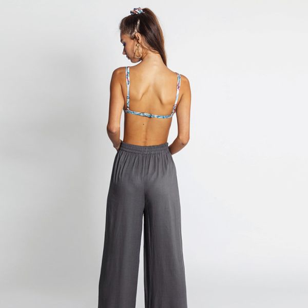 BE A BEE COUTURE DANAE LINEN PANTS GREY 