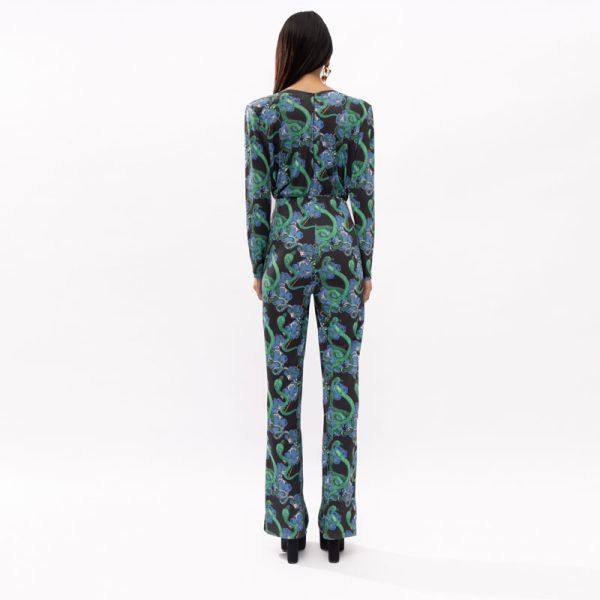 MALLORY THE LABEL CHAOS BLUE SNAKES JUMPSUIT 