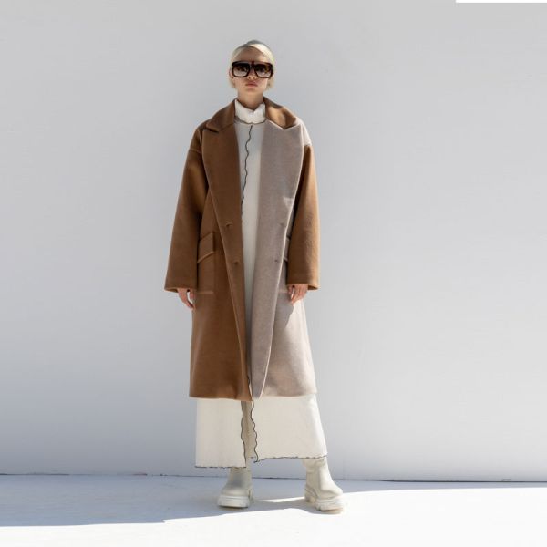 MALLORY THE LABEL EVELYN BEIGE-CAMEL COAT