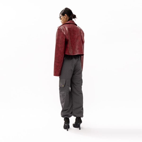 MALLORY THE LABEL MOMA RED CROCO JACKET ΤΖΑΚΕΤ ΜΠΟΡΝΤΟ