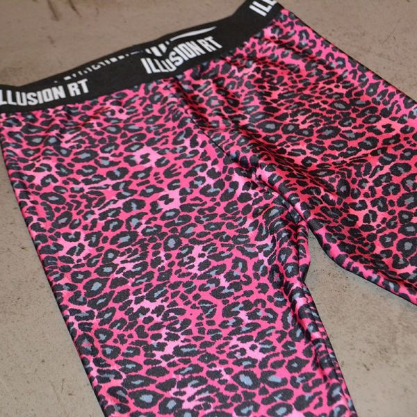 ILLUSION RT LEGGINGS ANIMAL PRINT PINK WITH RUBBER BAND 