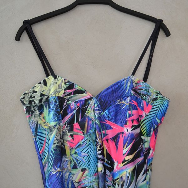 ILLUSION RT BODYSUIT WITH BUSTIER BLUE TUCAN