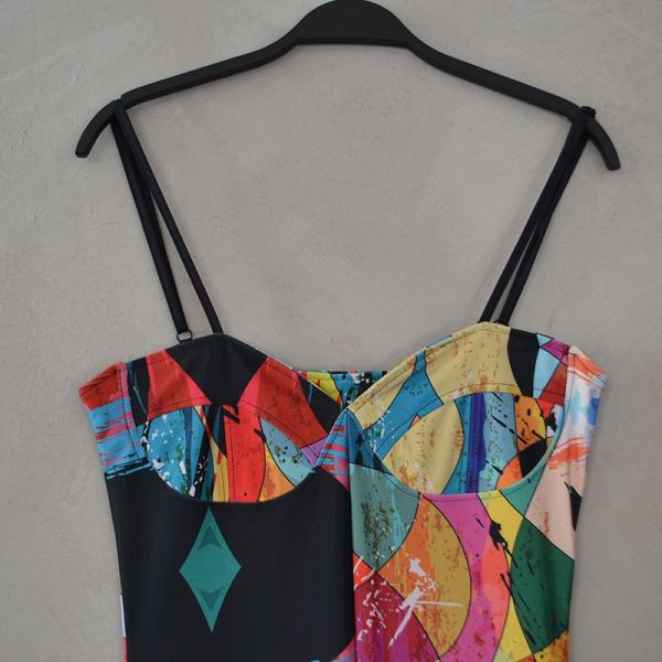 ILLUSION RT BODYSUIT WITH BUSTIER 80's PATERN