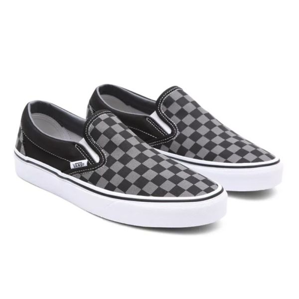 VANS CHECKERBOARD CLASSIC SLIP-ON SHOES PEWTER/BLACK