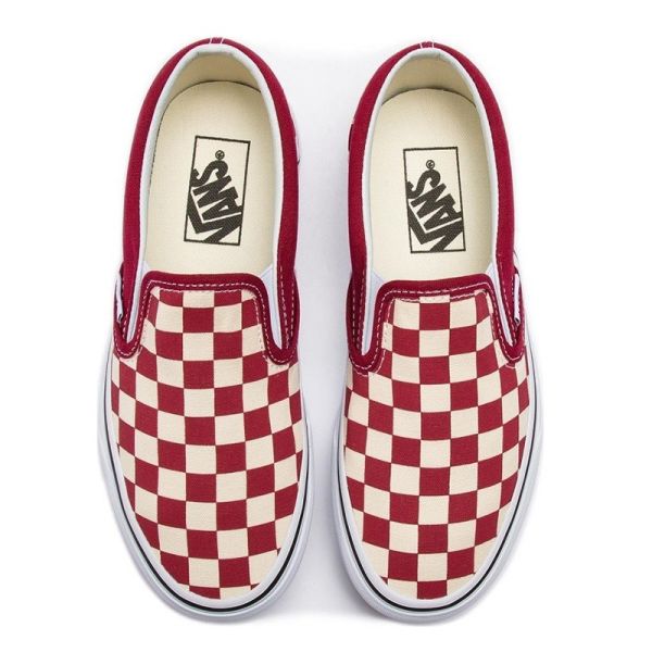 VANS CHECKERBOARD CLASSIC SLIP-ON SHOES RUMBA RED