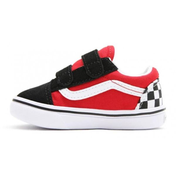 VANS TODDLER CHECKERBOARD COMFYCUSH OLD SKOOL V RED SHOES (1-4 YEARS)