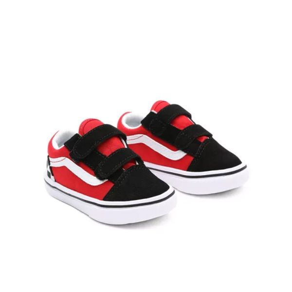 VANS TODDLER CHECKERBOARD COMFYCUSH OLD SKOOL V RED SHOES (1-4 YEARS)