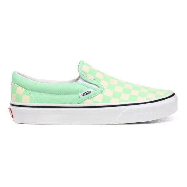 VANS CHECKERBOARD CLASSIC SLIP-ON SHOES GREEN ASH/TRUE WHITE