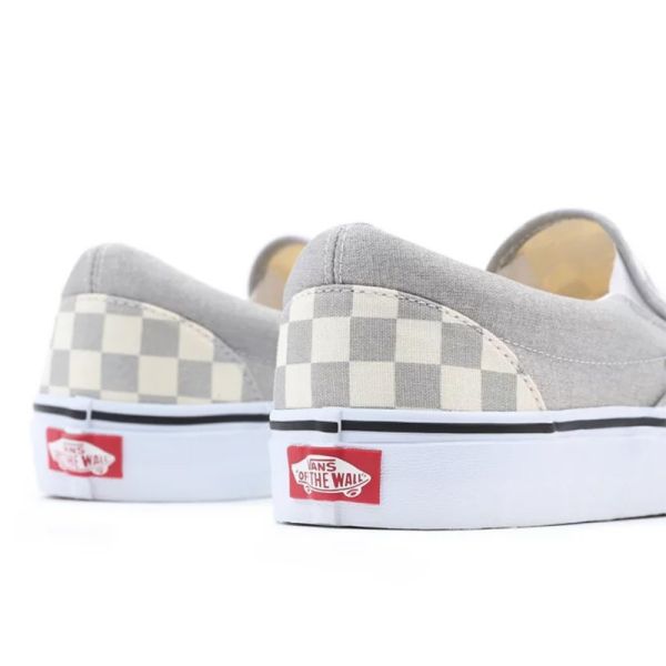 VANS CHECKERBOARD CLASSIC SLIP-ON SHOES SILVER/TRUE WHITE