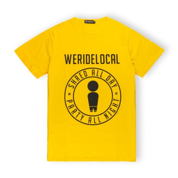 WE RIDE LOCAL SHRED AND PARTY T-SHIRT MUSTARD YELLOW